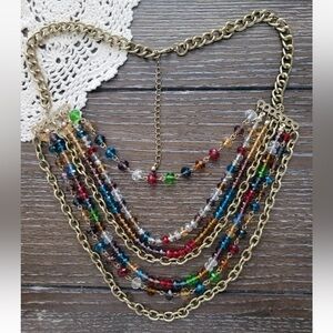 Vintage look beaded glass necklace 7 strands